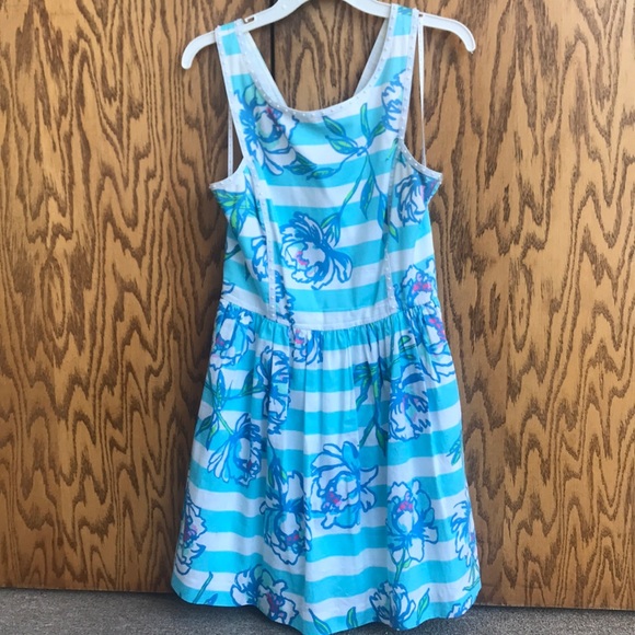 LILLY PULITZER DRESS SANDRINE BLUE WHITE STRIPED WITH PEARLS SIZE 6 - Picture 3 of 8